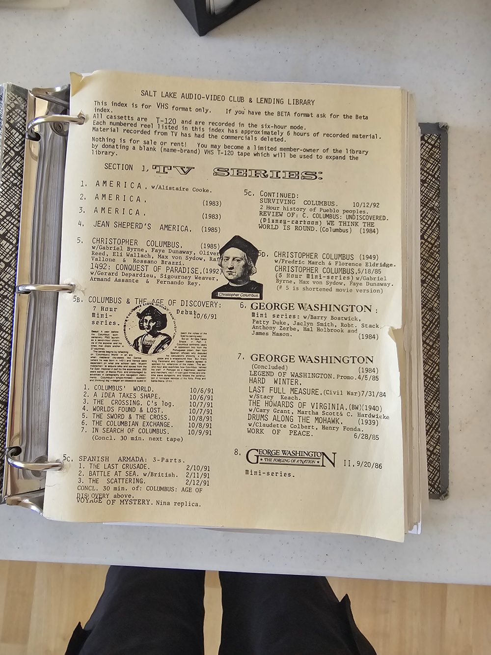 A catalog page in its binder